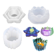 3D Lotus Crafts Creative Diy Jewelry Storage Ashtray Tray Mould Epoxy Resin Silicon Candle Holder Mold